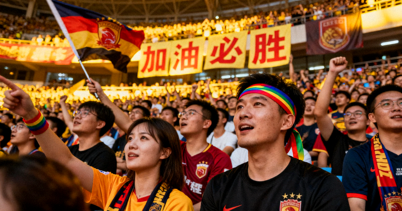 球迷在看台上关注比赛，现场气氛热烈